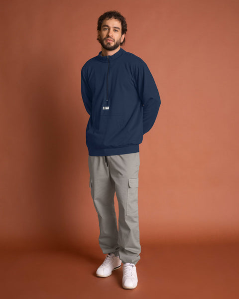 Buzo cuello alto silueta oversized#color_510-azul-oscuro