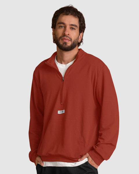 Buzo cuello alto silueta oversized#color_a89-terracota