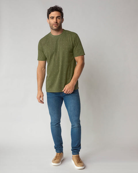 Camiseta manga corta con estampado continuo#color_601-verde