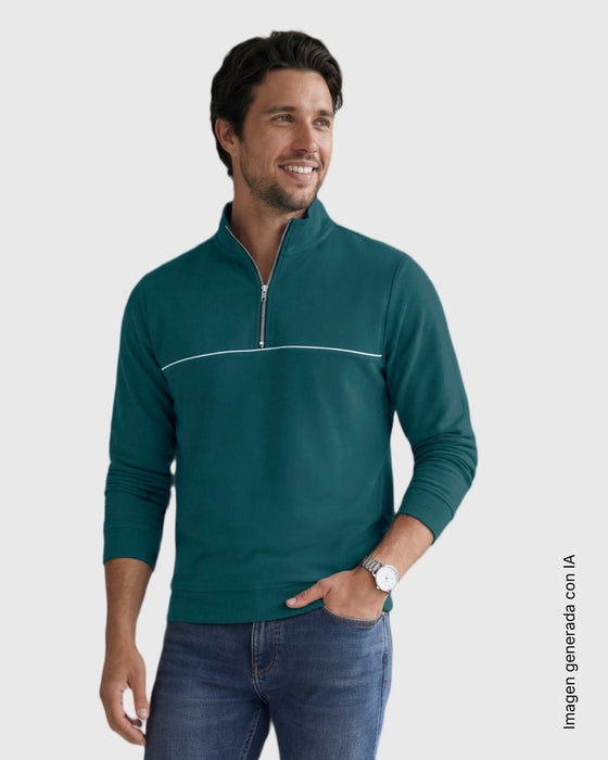 Buzo con cierre y detalle en contraste#color_c43-verde-jade
