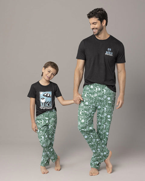 Camiseta manga corta de pijama navidad para hombre#color_700-negro