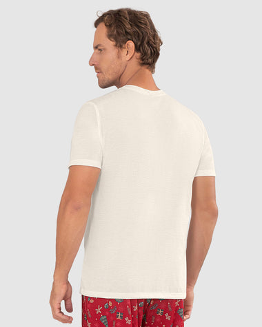 Camiseta manga corta de pijama masculina#color_812-marfil-estampado