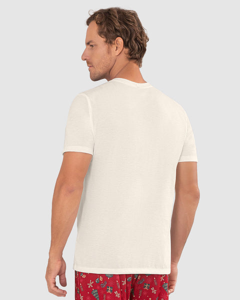 Camiseta manga corta de pijama masculina#color_812-marfil-estampado