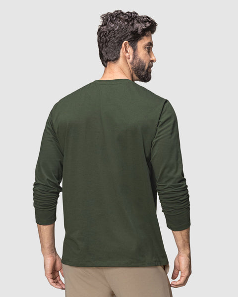 Camiseta manga larga ajustada de pijama#color_249-verde-oscuro