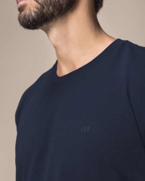 Camiseta manga larga ajustada de pijama#color_457-azul-oscuro