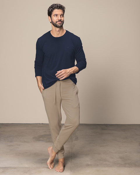 Camiseta manga larga ajustada de pijama#color_457-azul-oscuro