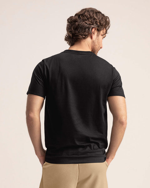 Camiseta manga corta cuello en V para hombre#color_700-negro