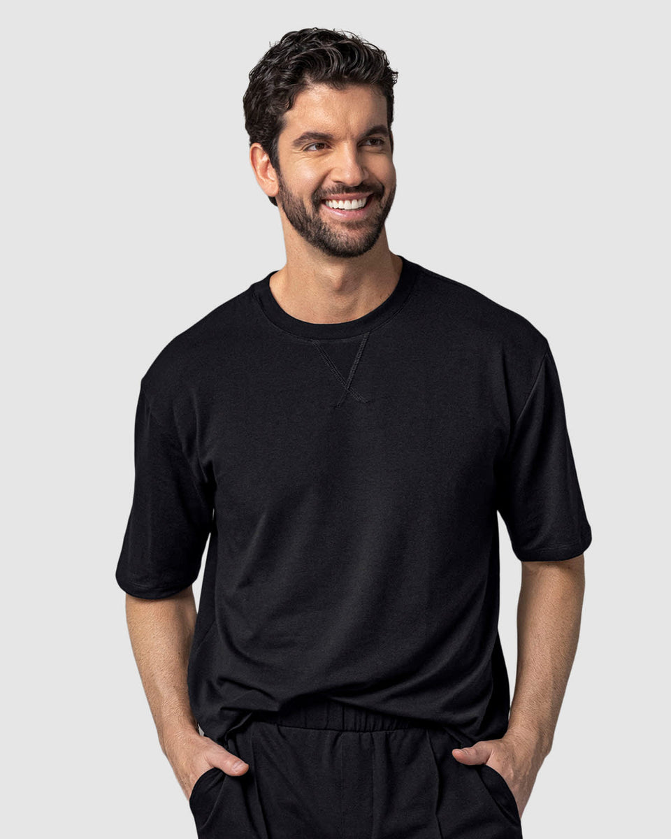 Camiseta básica manga corta de silueta amplia en burda