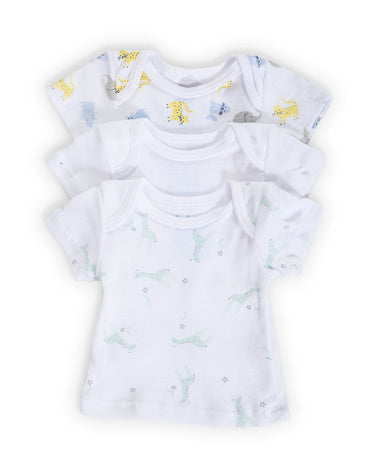 Camiseta manga corta x 3 para bebé#color_189-fondo-blanco-animales