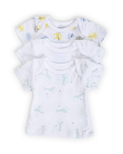 Camiseta manga corta x 3 para bebé#color_189-fondo-blanco-animales