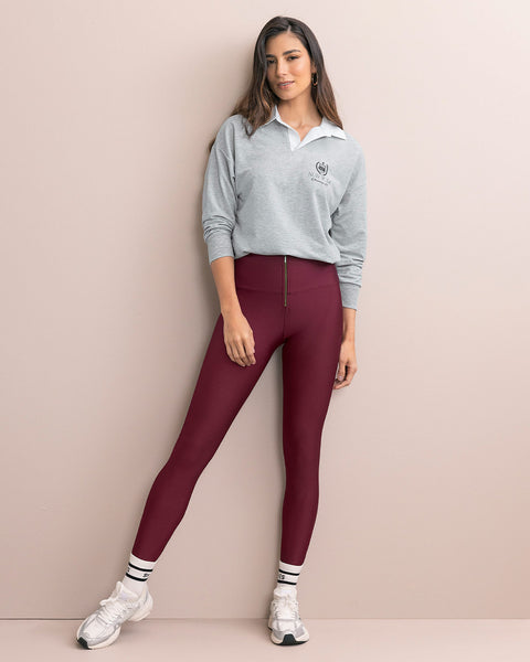 Legging con cierre de control en abdomen#color_220-vino