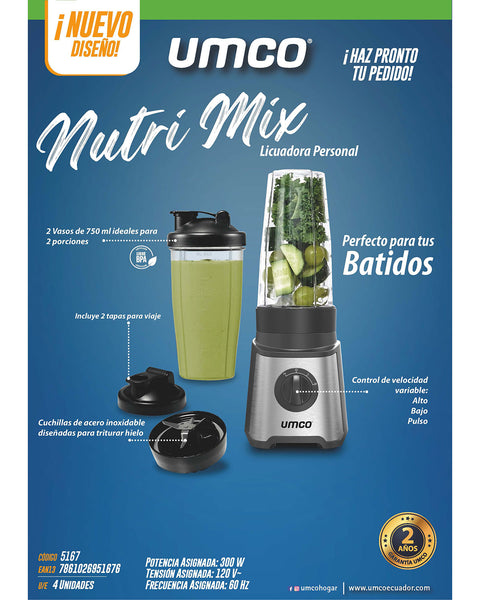 Licuadora personal con 2 vasos Nutri Mix#color_700-negro