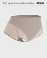 Panty faja clásico invisible con transparencias en glúteos y laterales#color_802-cafe-claro