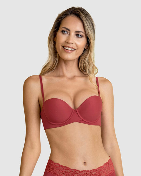 Brasier strapless de doble realce que aumenta dos tallas de copa#color_336-rojo-oscuro