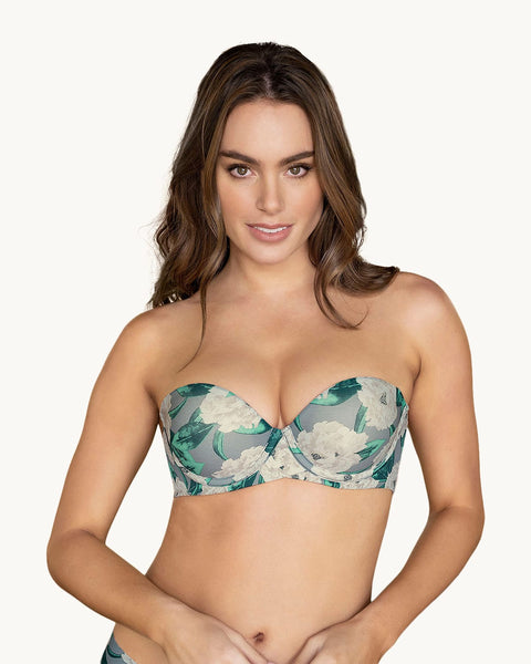 Brasier strapless de doble realce que aumenta dos tallas de copa#color_a30-gris-flores