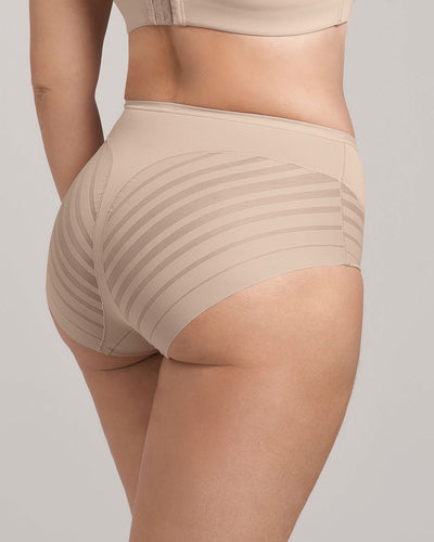 Panty faja clásico con control suave de abdomen y bandas de tul#color_802-cafe-claro