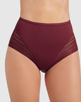 Panty faja clásico con control suave de abdomen y bandas de tul#color_382-vino-tinto