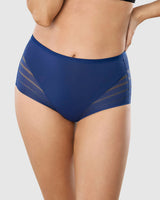 Panty faja clásico con control suave de abdomen y bandas de tul#color_536-azul-oscuro