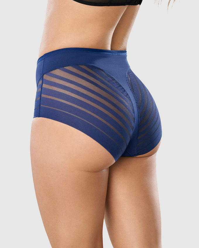 Panty faja clásico con control suave de abdomen y bandas de tul#color_536-azul-oscuro