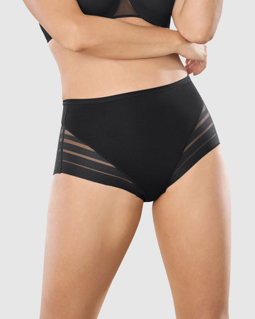 Panty faja clásico con control suave de abdomen y bandas de tul#color_700-negro