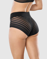 Panty faja clásico con control suave de abdomen y bandas de tul#color_700-negro