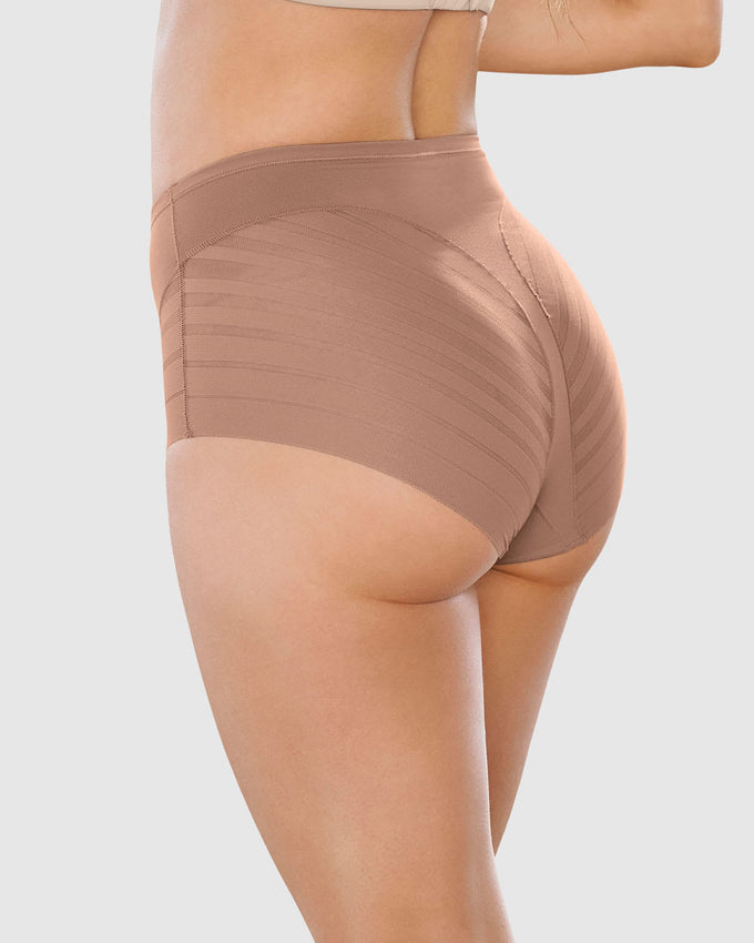 Panty faja clásico con control suave de abdomen y bandas de tul#color_857-cafe