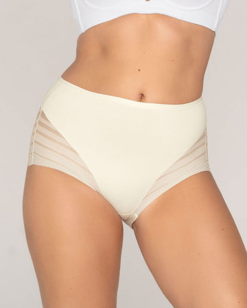 Panty faja clásico con control suave de abdomen y bandas de tul#color_898-marfil