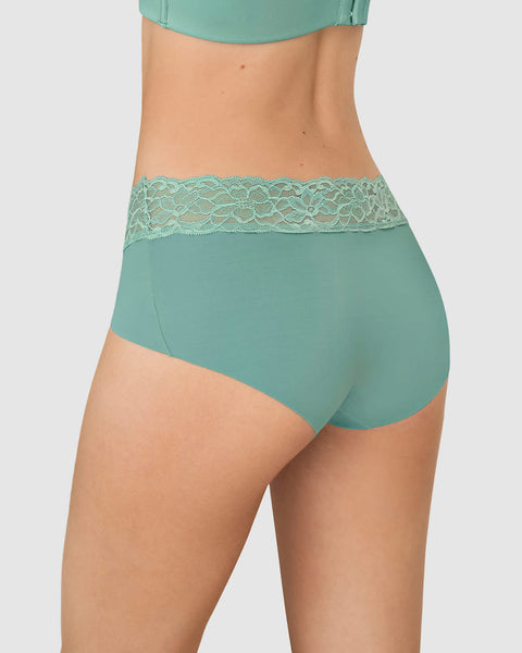 Panty hipster en tela ultraliviana con franja de encaje#color_644-verde