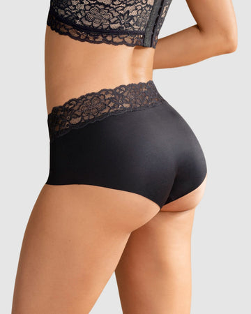 Panty hipster en tela ultraliviana con franja de encaje#color_700-negro