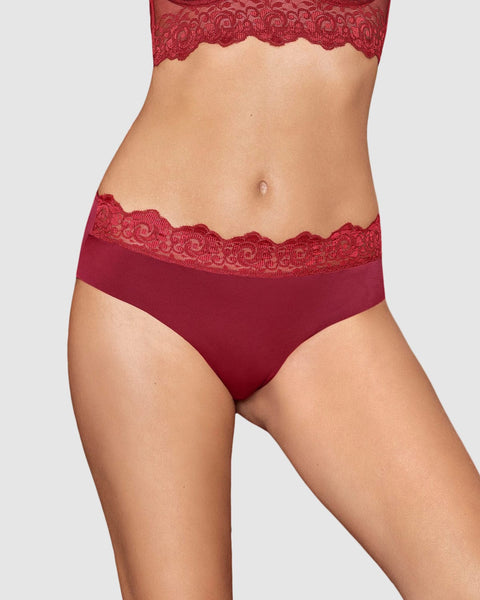 Sexy panty cachetero en tela ultraliviana con encaje comodidad total#color_a40-rojo