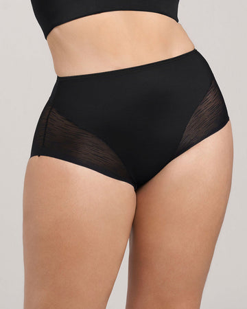 Panty faja clásico invisible con transparencias en glúteos y laterales#color_700-negro