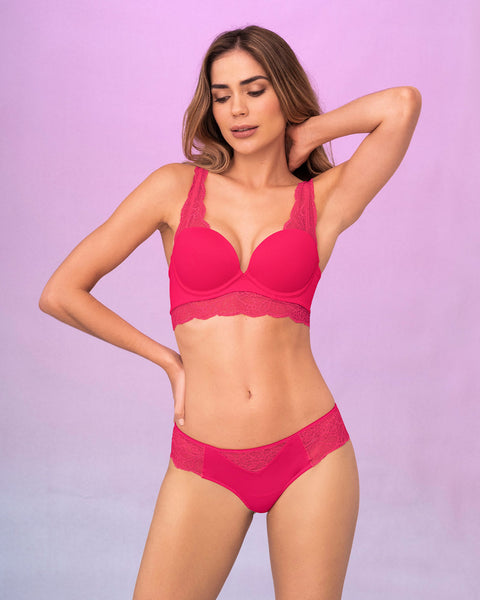 Panty estilo tanga brasilera con laterales y encaje#color_942-fucsia