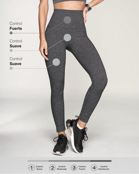 Legging deportivo tiro alto sin costuras con fajón doble en cintura y mallas transpirables#all_variants