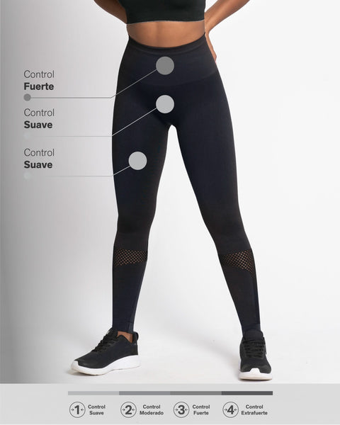 Legging deportivo de tiro alto sin costuras con fajón doble tela en cintura y mallas transpirables#all_variants