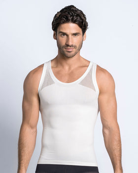 Camiseta ajustada para hombre de compresión suave#color_000-blanco