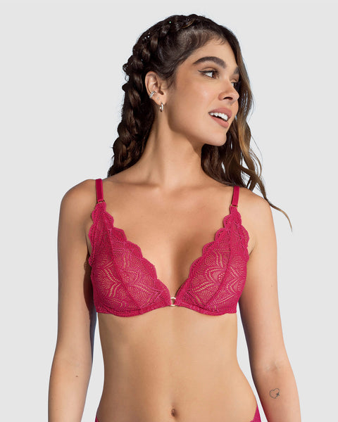 Bralette en encaje con transparencias y arco#color_333-fucsia