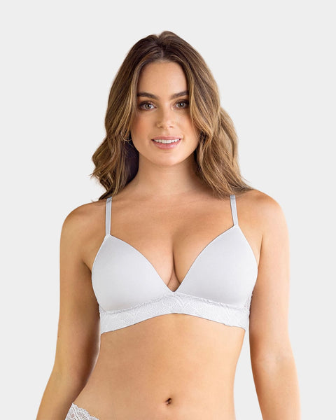 Brasier escote profundo ultra cómodo con encaje en la base y espalda#color_000-blanco