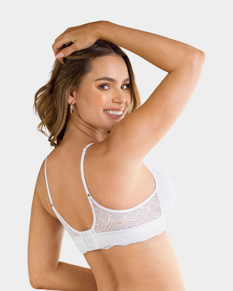 Brasier escote profundo ultra cómodo con encaje en la base y espalda#color_000-blanco