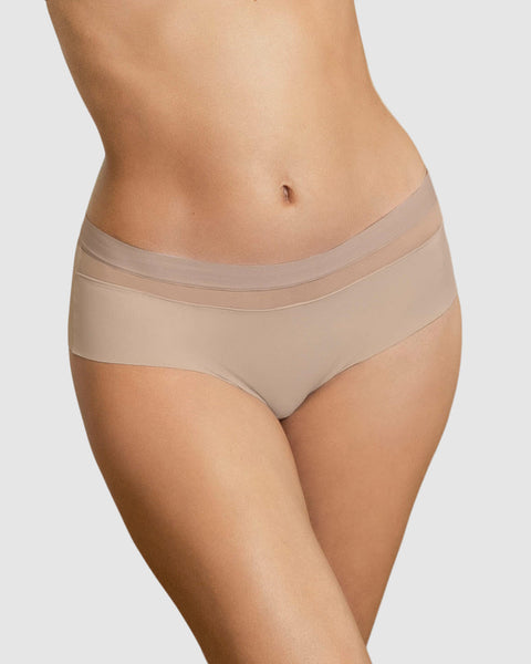 Panty cachetero con franja transparente decorativa#color_802-cafe-claro