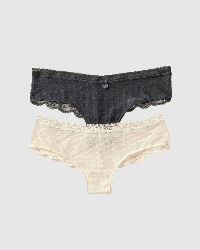 Paquete x 2 panties cacheteros en encaje y tul#color_s01-negro-marfil