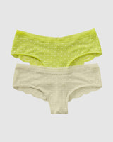Paquete x 2 panties cacheteros en encaje y tul#color_s39-estampado-amarillo-verdoso