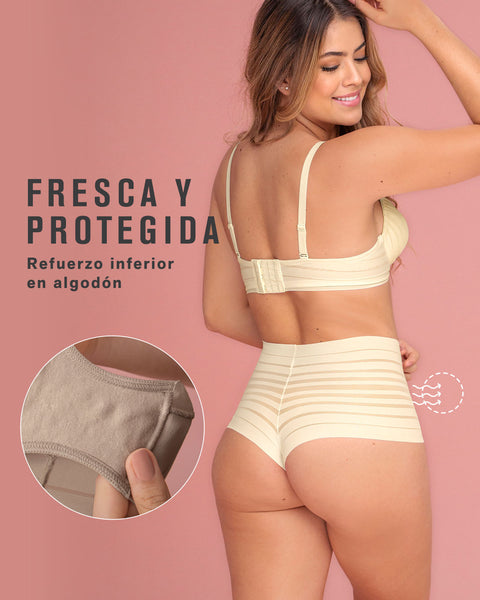 Panty alto de control suave con encaje en bandas#all_variants