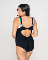 Traje de baño deportivo con control suave de abdomen ideal para actividades acuáticas#color_700-negro