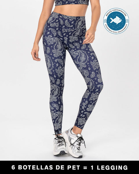 Legging de tiro alto control en abdomen y muslos en material bio-pet#color_838-estampado-arabescos