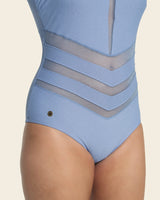Traje de baño tecnología control suave de abdomen anudable en espalda#color_512-azul