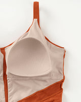 Traje de baño entero control suave de abdomen elaborado en nylon reciclado#color_239-naranja