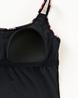 Traje de baño tankini camiseta + short largo bio-pet#color_701-estampado-flores-negro