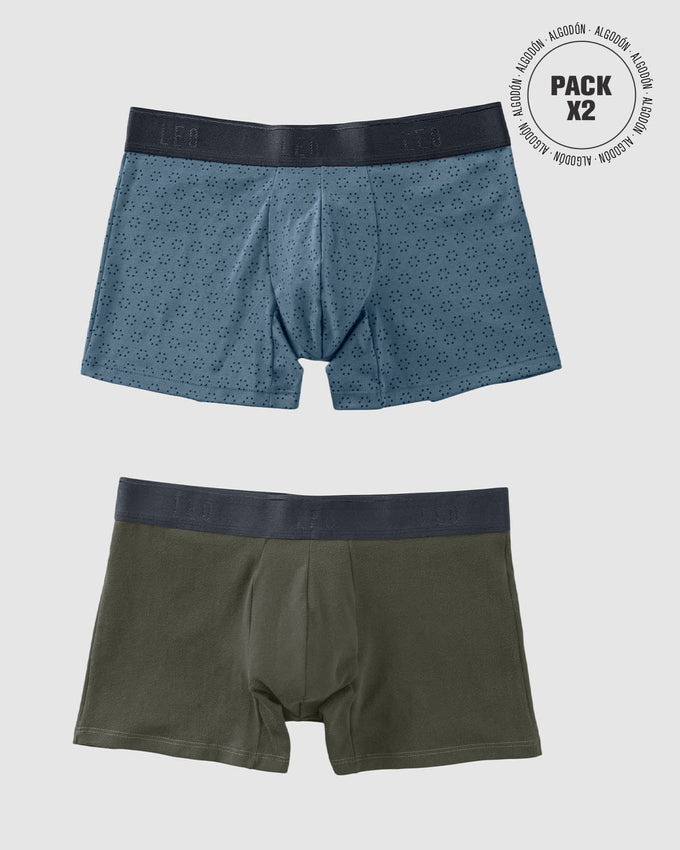 Paquete x2 bóxers cortos en algodón elástico#color_s52-gris-estampado-verde