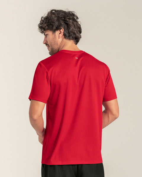 Camiseta deportiva masculina semiajustada de secado rápido#color_370-rojo