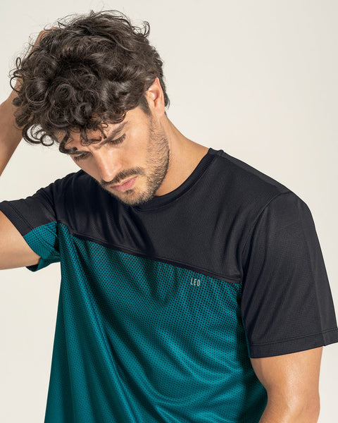 Camiseta deportiva masculina tecnología de secado rápido#color_663-estampado-azul